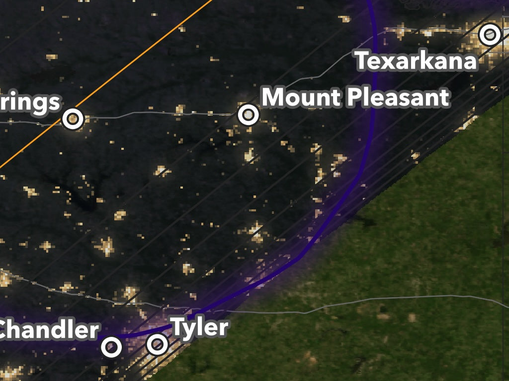 2024 Solar Eclipse map — Northeast Texas