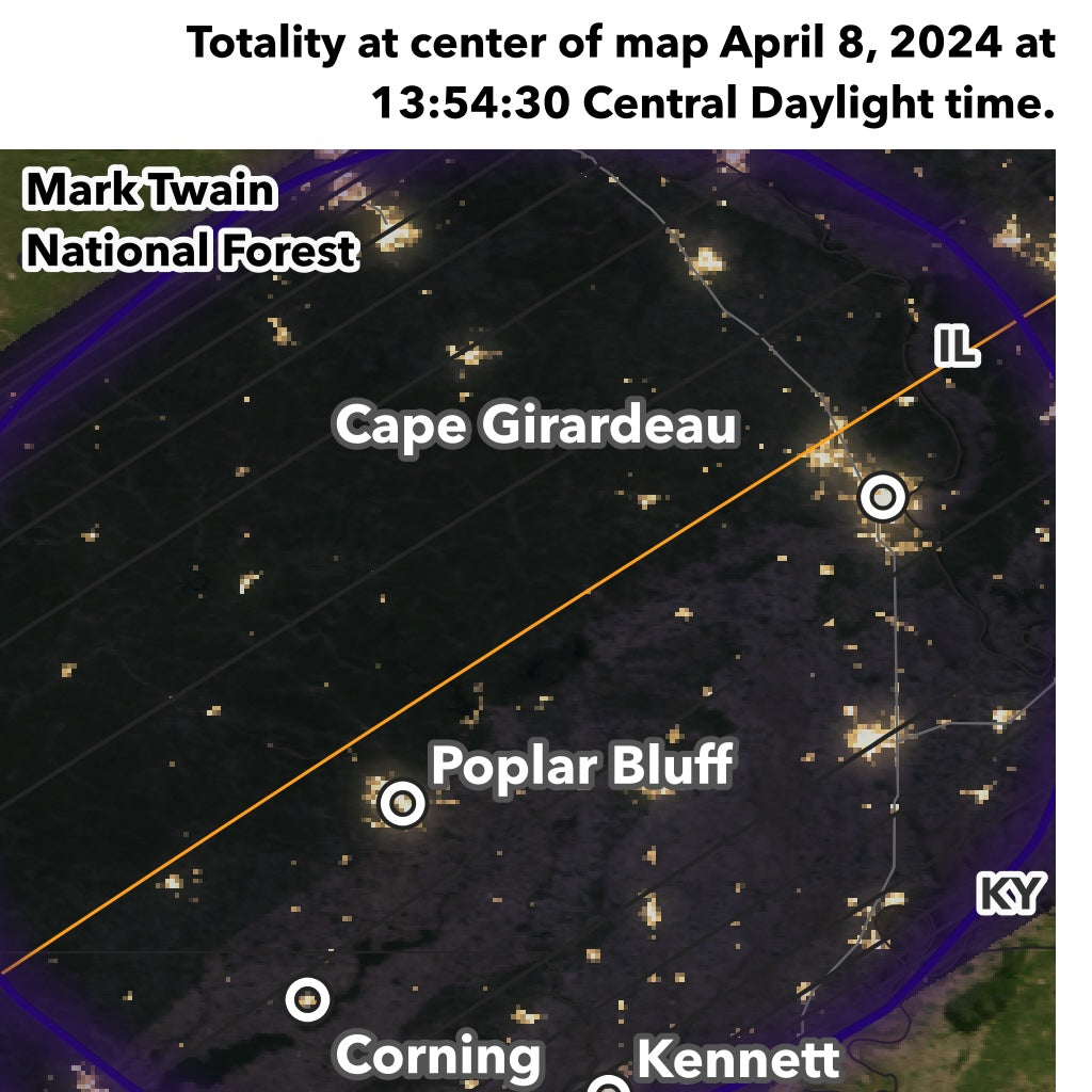 2024 Solar Eclipse map — Central Arkansas
