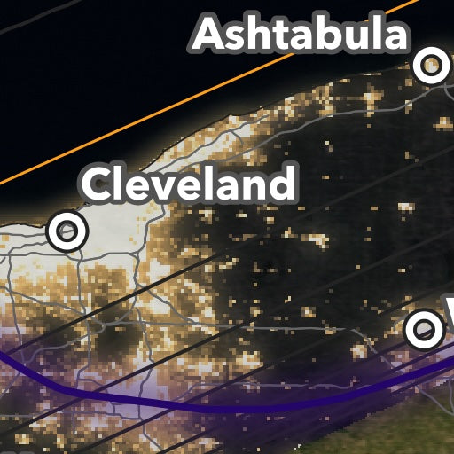 2024 Solar Eclipse map — Eastern Ohio, Cleveland, Erie, PA