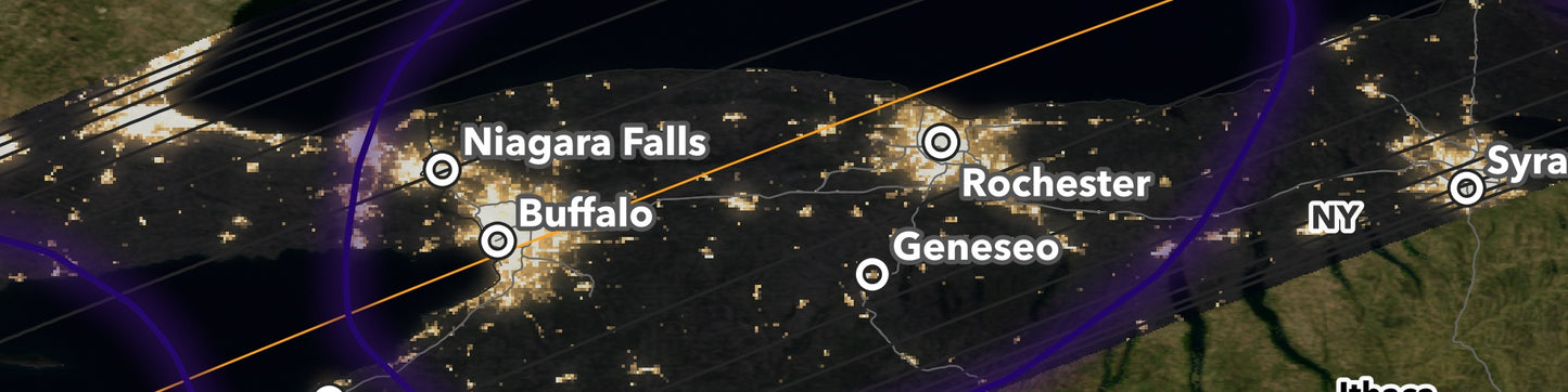 2024 Solar Eclipse map — Rochester, Buffalo, Niagara Falls, NY