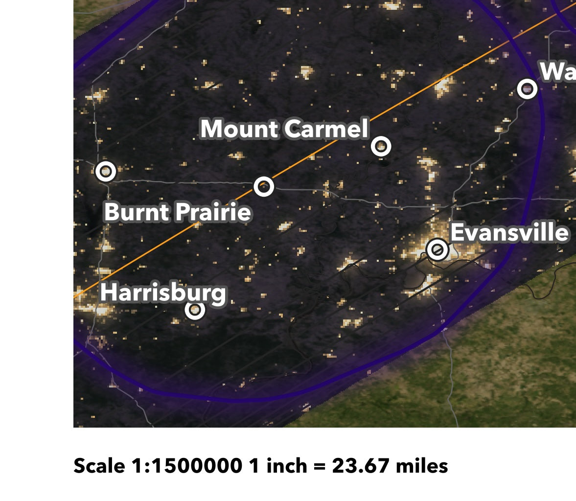 2024 Solar Eclipse map — Indianapolis